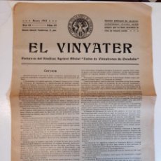 Coleccionismo de Revistas y Periódicos: 1923 ”EL VINYATER” PORTAVEU SINDICAT AGRÍCOL ”UNIÓN VITICULTORES CATALUÑA” + CONFERENCIA (3)