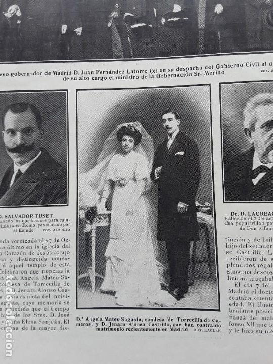 Coleccionismo de Revistas y Peri&oacute;dicos: ENLACE ANGELA MATEO SAGASTA CONDESA TORRECILLA CAMEROS Y JENARO CASTRILLO MADRID HOJA A&Ntilde;O 1911