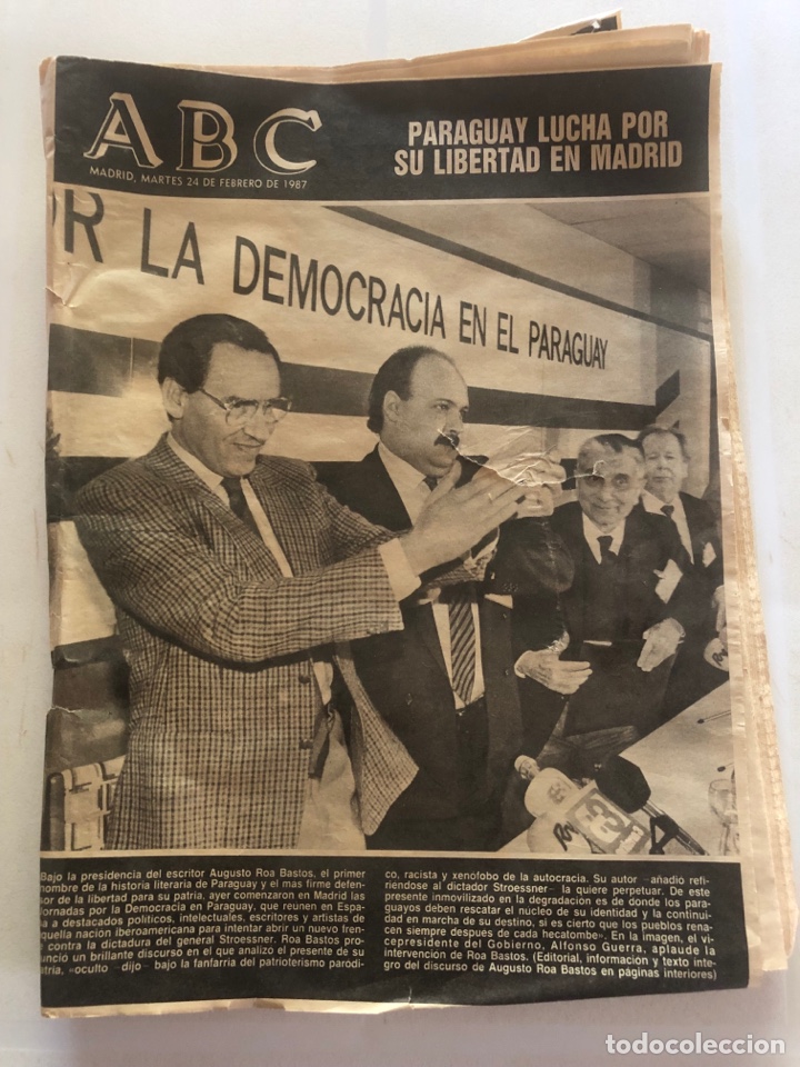 Coleccionismo de Revistas y Peri&oacute;dicos: PERIODO ABC 24 FEBRERO 1987. DEMOCRACIA EN PARAGUAY