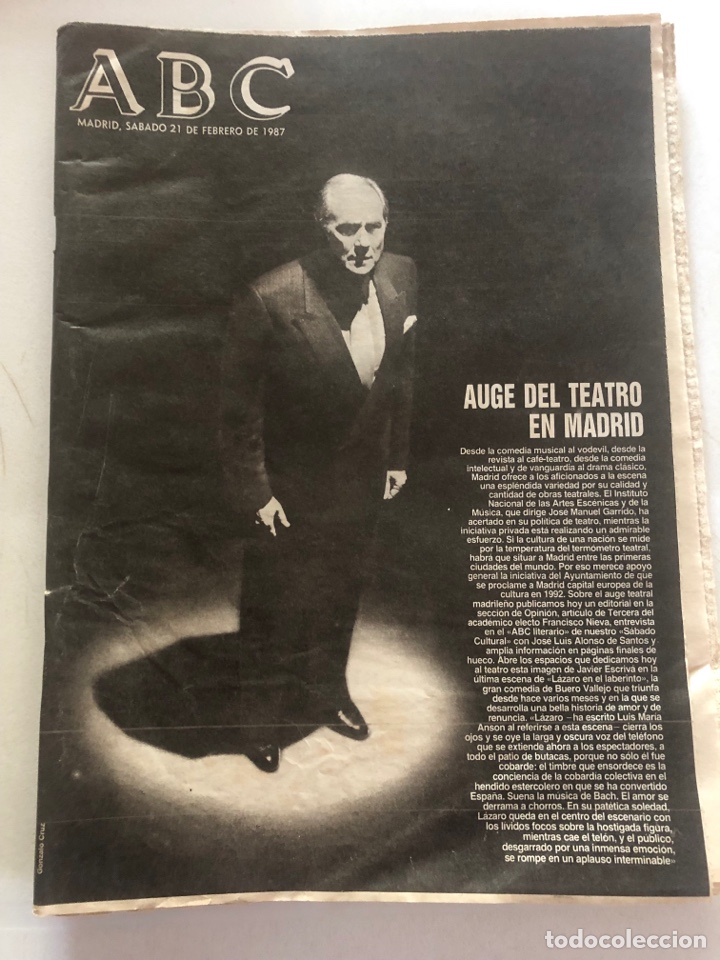 Coleccionismo de Revistas y Peri&oacute;dicos: PERI&Oacute;DICO ABC 21 FEBRERO 1987 . TEATRO DE MADRID