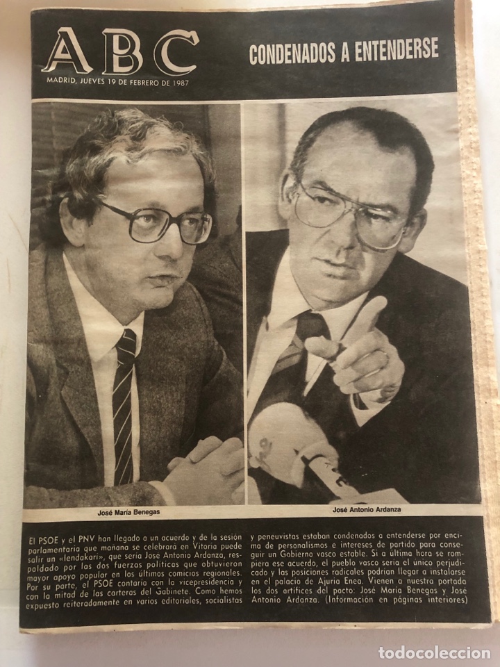 Coleccionismo de Revistas y Peri&oacute;dicos: PERI&Oacute;DICO ABC 19 FEBRERO 1987