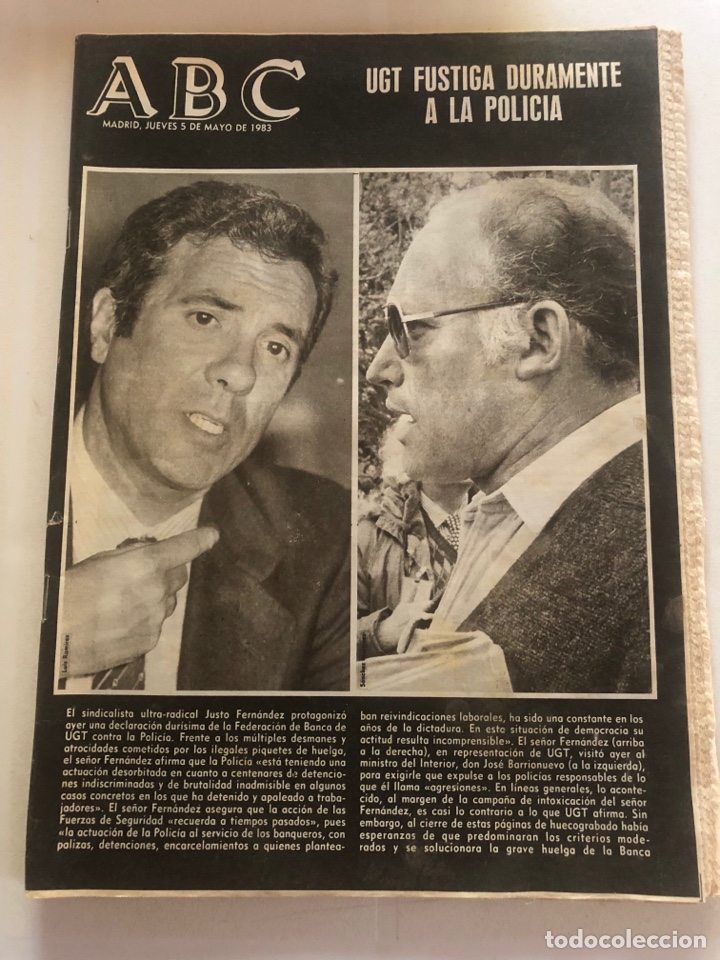 Coleccionismo de Revistas y Peri&oacute;dicos: PERI&Oacute;DICO ABC 5 MAYO 1983. UGT CONTRA LA POLIC&Iacute;A