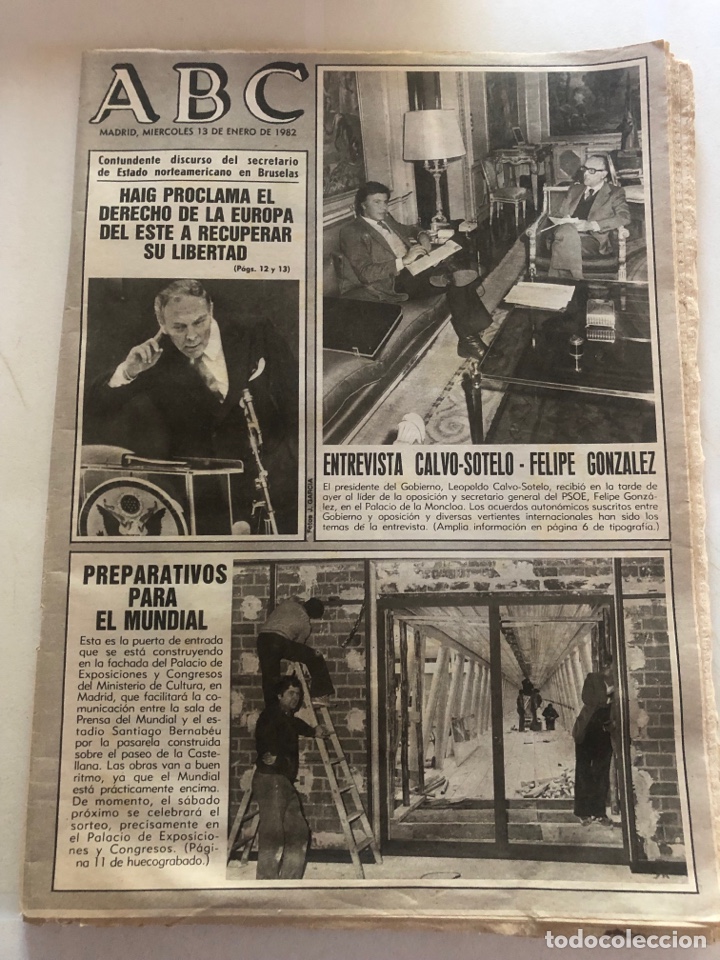 Coleccionismo de Revistas y Peri&oacute;dicos: PERI&Oacute;DICO ABC 13 ENERO 1982. PREPARATIVOS MUNDIAL 82