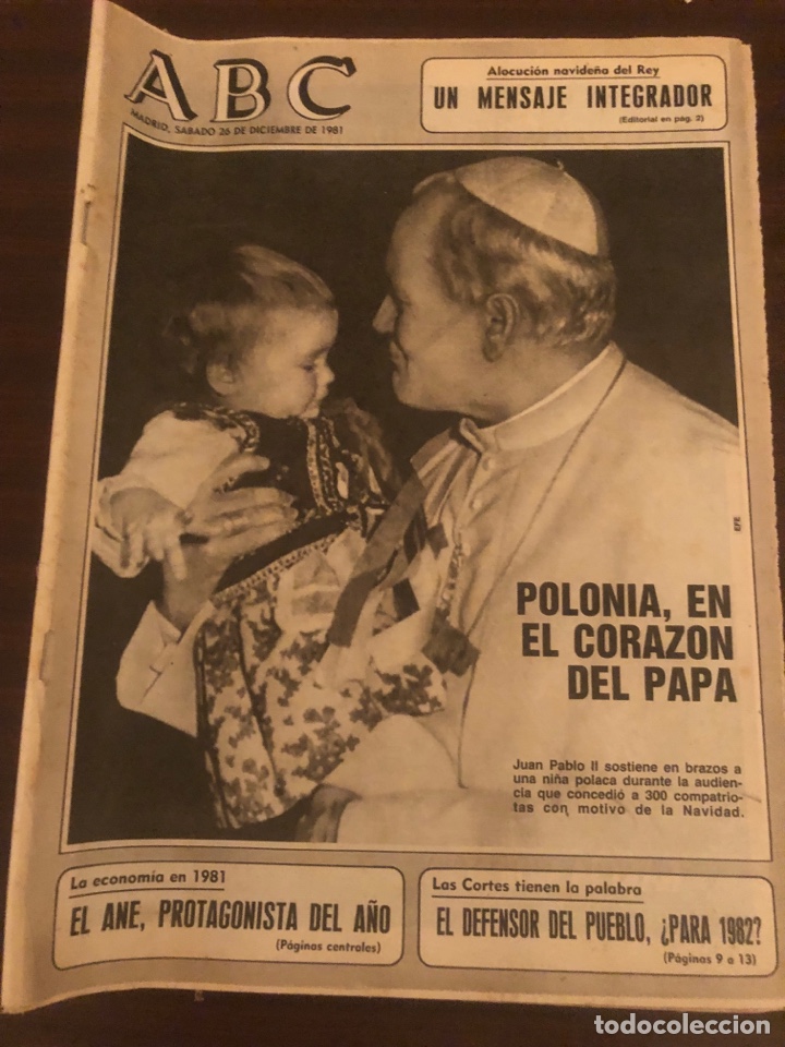 Coleccionismo de Revistas y Peri&oacute;dicos: PERI&Oacute;DICO ABC 26 DICIEMBRE 1981. PAPA JUAN PABLO II