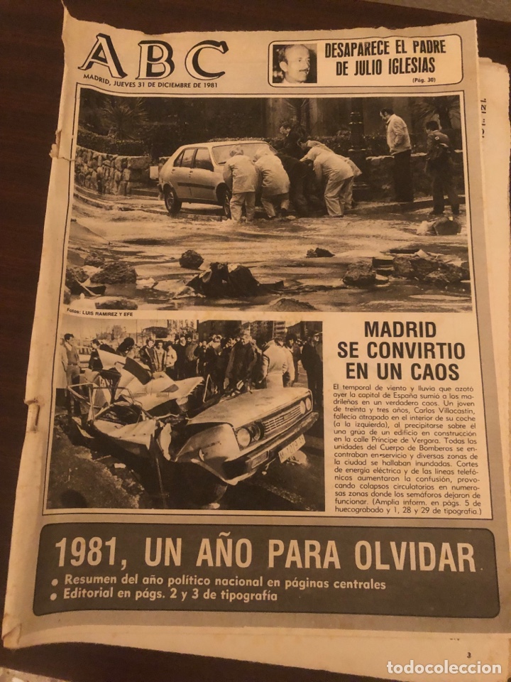 Coleccionismo de Revistas y Peri&oacute;dicos: PERI&Oacute;DICO ABC 31 DICIEMBRE 1981. DESAPARICI&Oacute;N PADRE JULIO IGLESIAS