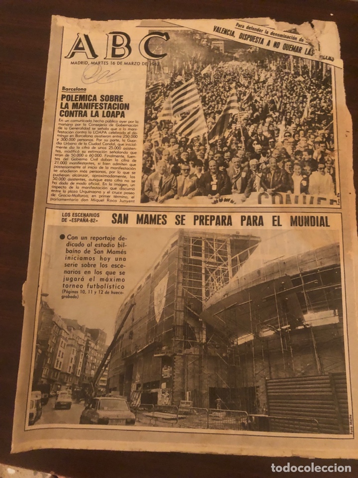 Coleccionismo de Revistas y Peri&oacute;dicos: PERI&Oacute;DICO ABC 16 MARZO 1982. SAN MAM&Eacute;S SE PREPARA PARA EL MUNDIAL 82