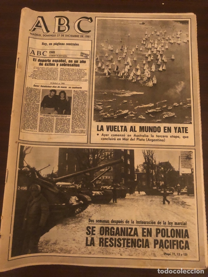 Coleccionismo de Revistas y Peri&oacute;dicos: PERI&Oacute;DICO ABC 27 DICIEMBRE 1981. VUELTA AL MUNDO EN YATE
