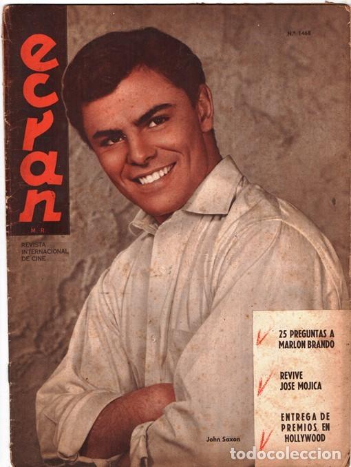 Coleccionismo de revistas y peri&oacute;dicos: 1959 ECRAN # 1468 JOHN SAXON MARLON BRANDON JOSE MOJICA GLOBOS DE ORO EN HOLLYWOOD MARILYN MONROE