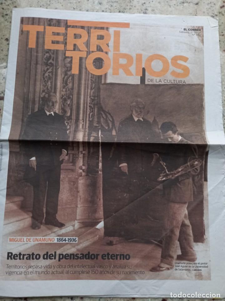 Coleccionismo de revistas y peri&oacute;dicos: UNAMUNO RETRATO DEL PENSADOR ETERNO. CUADERNILLO 20 PAGINAS TERRITORIOS, EL CORREO. 27 SEPT. 2014