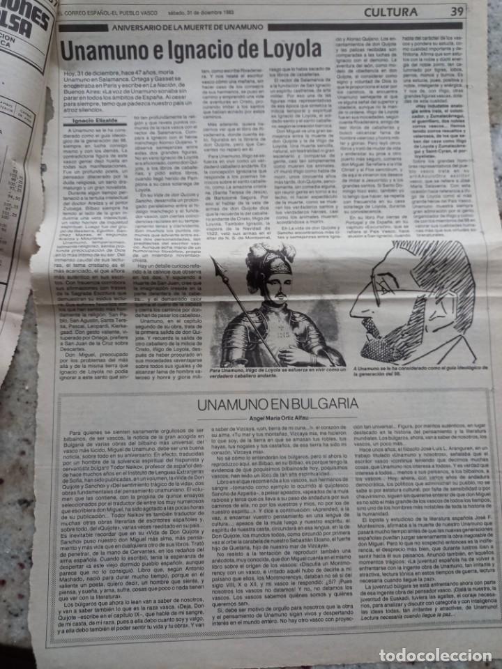 Coleccionismo de revistas y peri&oacute;dicos: UNAMUNO E IGNACIO DE LOYOLA, IGNACIO ELIZALDE. EN BULGARIA, ORTIZ ALFAU.EL CORREO 31 DICIEMBRE 1983