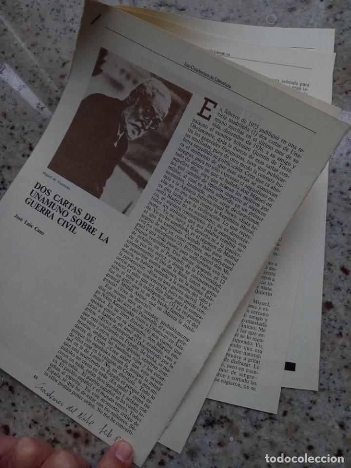 Coleccionismo de revistas y peri&oacute;dicos: DOS CARTAS DE UNAMUNO SOBRE LA GUERRA CIVIL. ARTICULO 6 PAGINAS . CUADERNOS DEL NORTE, FEBRERO 1987