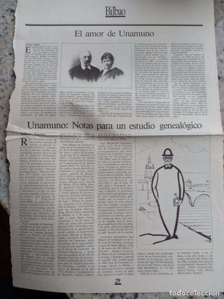 Coleccionismo de revistas y peri&oacute;dicos: EL AMOR DE UNAMUNO Y ESTUDIO GENEAL&Oacute;GICO. ARTICULOS EXTRAIDOS DE LA REVISTA BILBAO