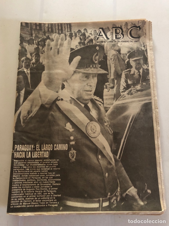 Coleccionismo de Revistas y Peri&oacute;dicos: PERI&Oacute;DICO ABC 23 FEBRERO 1987. PARAGUAY CAMINO A LA LIBERTAD