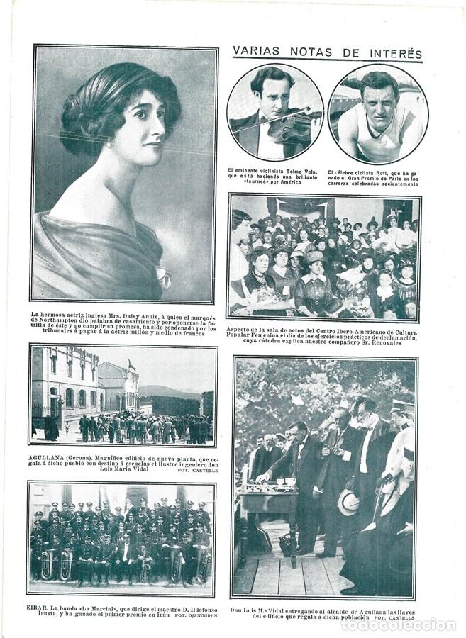 Coleccionismo de Revistas y Peri&oacute;dicos: 1913 HOJA REVISTA GERONA AGULLANA LUIS MARIANO VIDAL CARRERAS ENTREGA AL ALCALDE EDIFICIO ESCUELAS