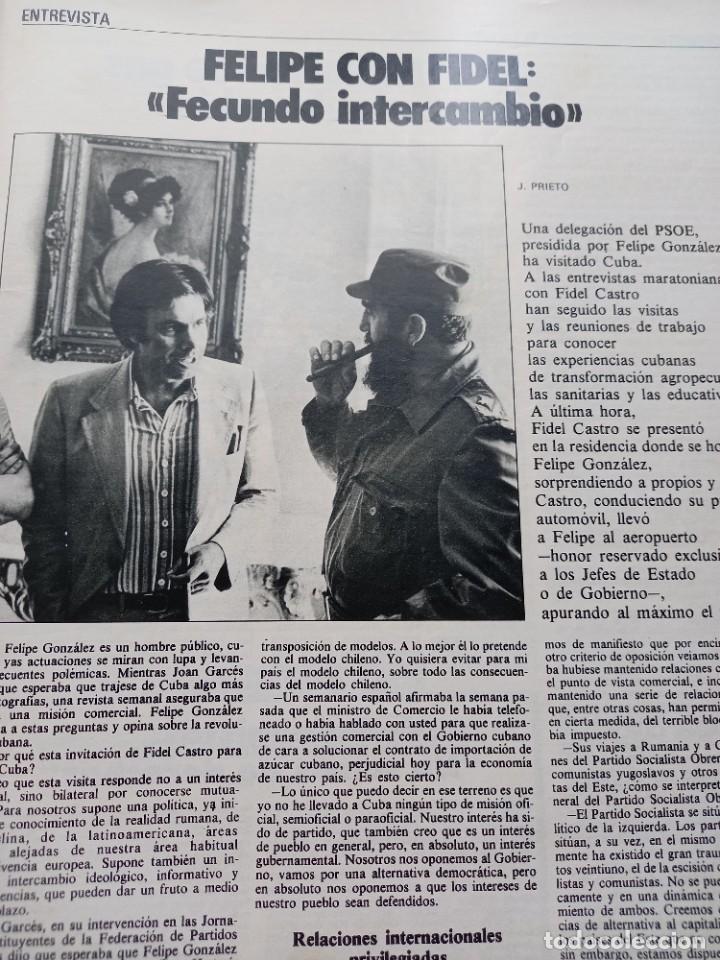 Coleccionismo de Revistas y Peri&oacute;dicos: FELIPE GONZALEZ SE.ENTREVISTA CON FIDEL.CASTRO. RECORTE CUADERNOS PARA EL DIALOGO 3 JULIO 1976