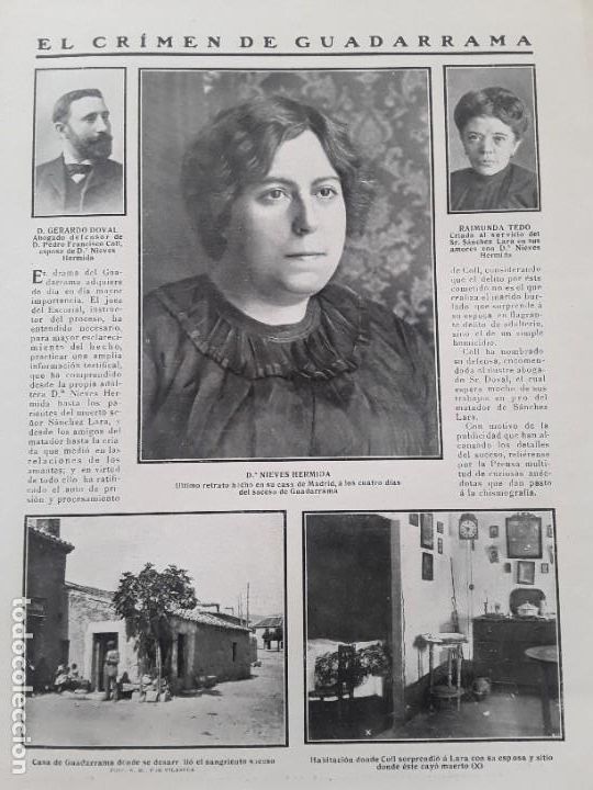 Collectionnisme de Revues et Journaux: CRIMEN GUADARRAMA NIEVES HERMIDA GERARDO DOVAL RAIMUNDA TEDO SR: SANCHEZ LARA HOJA 1910