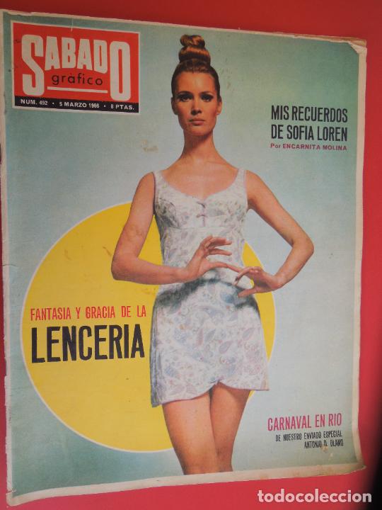 Coleccionismo de Revistas y Peri&oacute;dicos: SABADO GRAFICO REVISTA N&ordm; 492 -03-1966-CARNAVAL EN RIO.FANTASIA Y GRACIA DE LA LENCERIA.SOFIA LOREN.