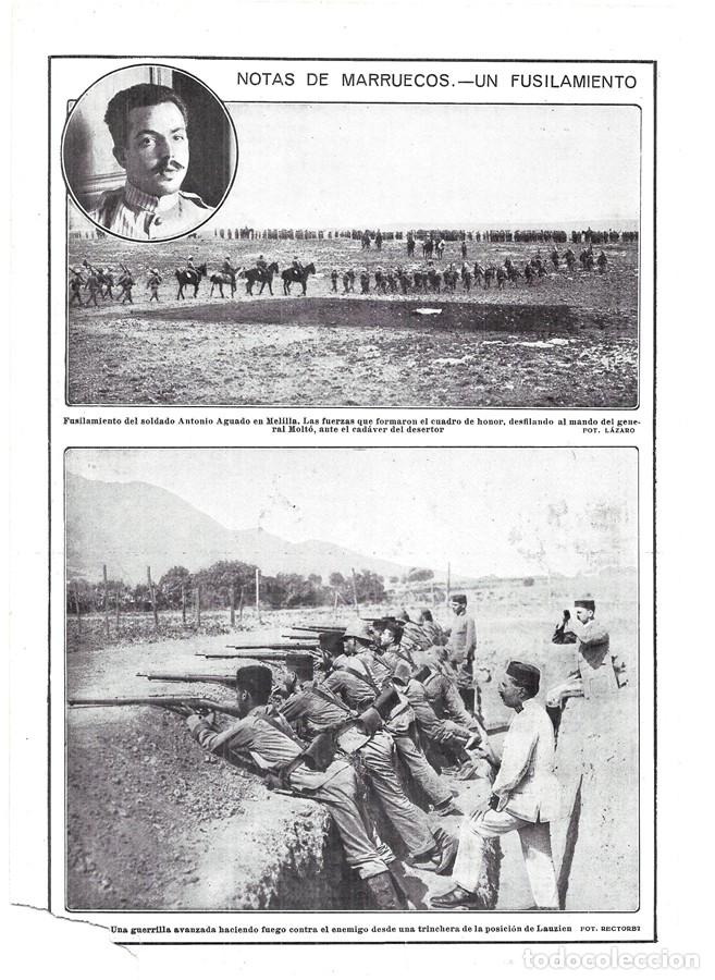 Collectionnisme de Revues et Journaux: 1913 HOJA REVISTA GUERRA DE MARRUECOS SOLDADOS DISPARANDO DESDE UNA TRINCHERA EN LAUZIEN
