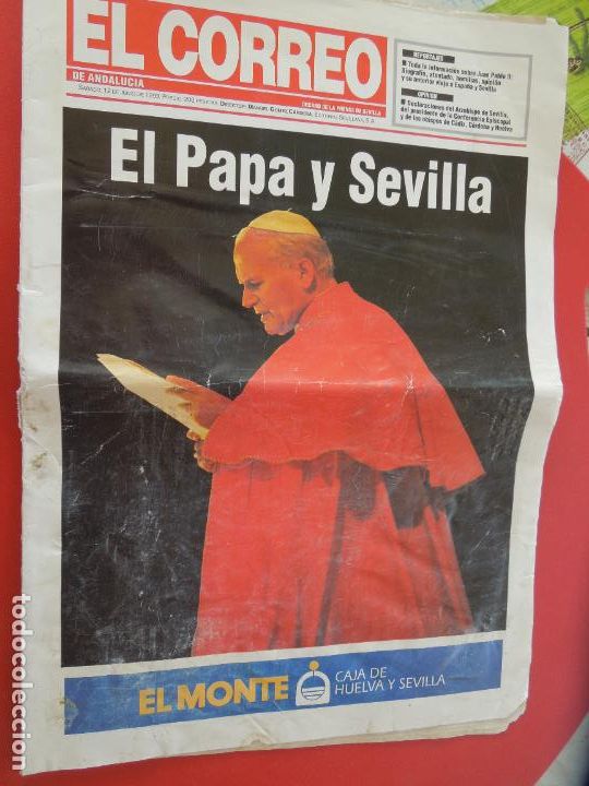 Coleccionismo de Revistas y Peri&oacute;dicos: EL CORREO DE ANDALUCIA EL PAPA Y SEVILLA 12 JUNIO 1993