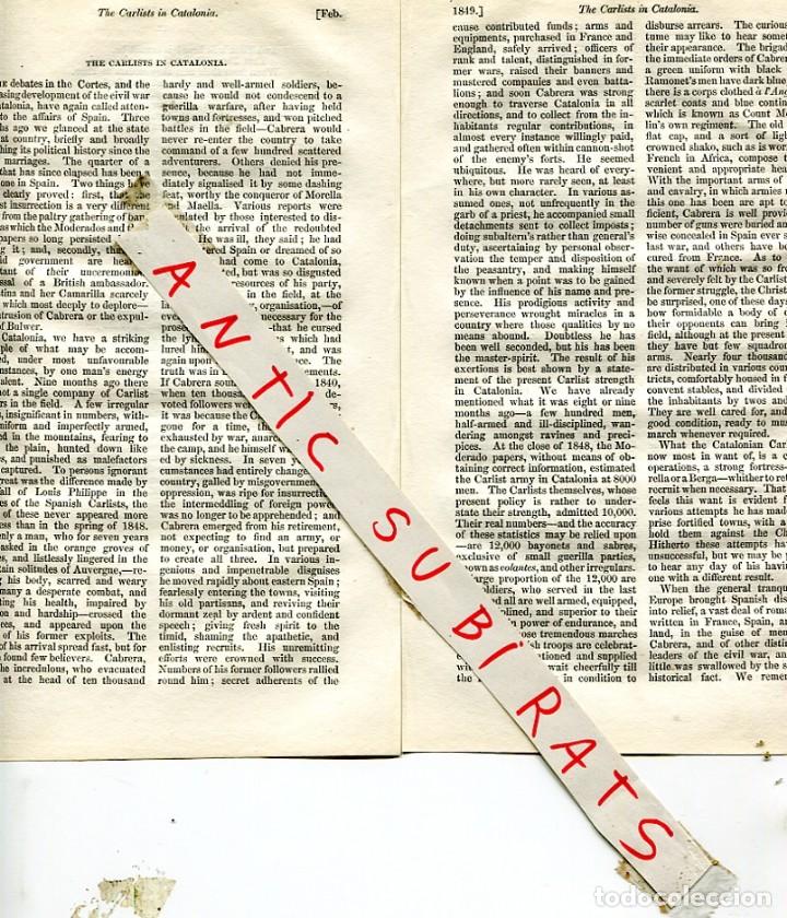 Coleccionismo de Revistas y Peri&oacute;dicos: ARTICULO REVISTA ESCOCESA A&Ntilde; 1849 SOBRE LA SEGUNDA GUERRA CARLISTA EN CATALU&Ntilde;A CABRERA BERGA MORELLA