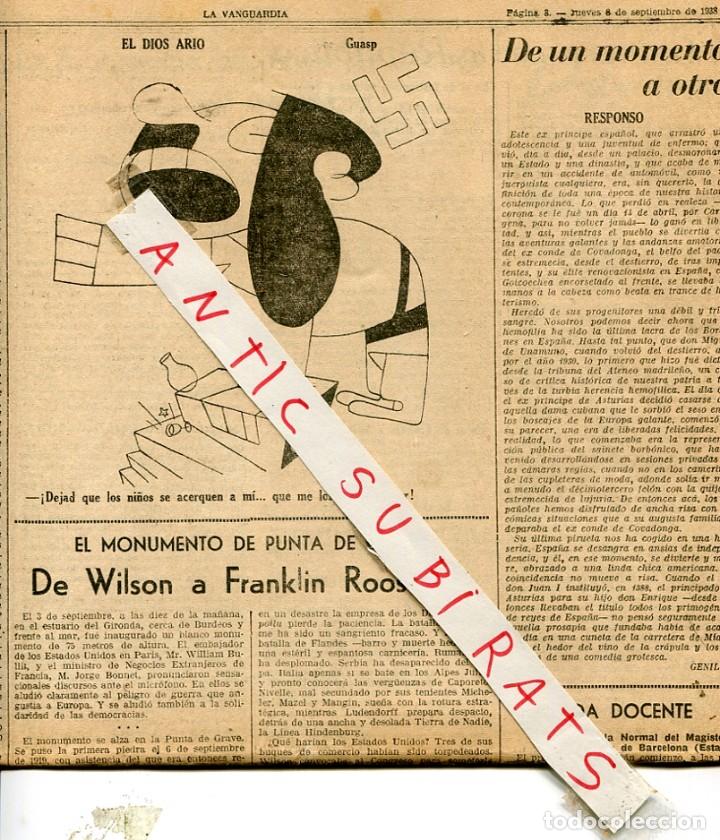 Coleccionismo de Revistas y Peri&oacute;dicos: GUERRA CIVIL 1938 VI&Ntilde;ETA CHISTE HUMOR CARICATURA ANTIFASCISTA ESVASTICA HITLER COMO PERRO GUASP