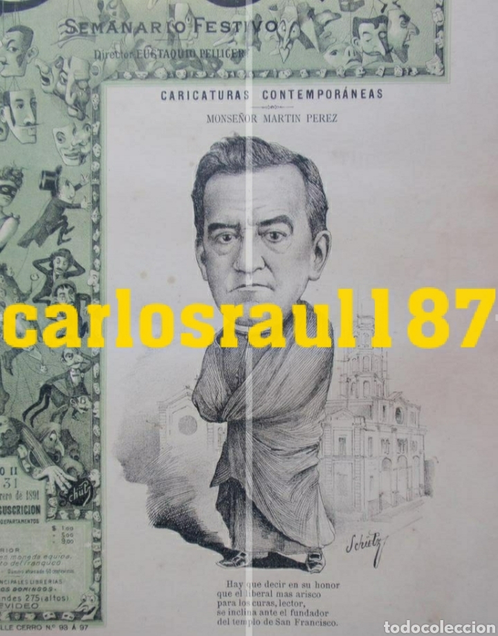 Coleccionismo de Revistas y Peri&oacute;dicos: REVISTA 1891 Monse&ntilde;or Martin Perez De CIUDAD Mercedes Iglesia San Francisco DE ASIS URUGUAY BLANCOS