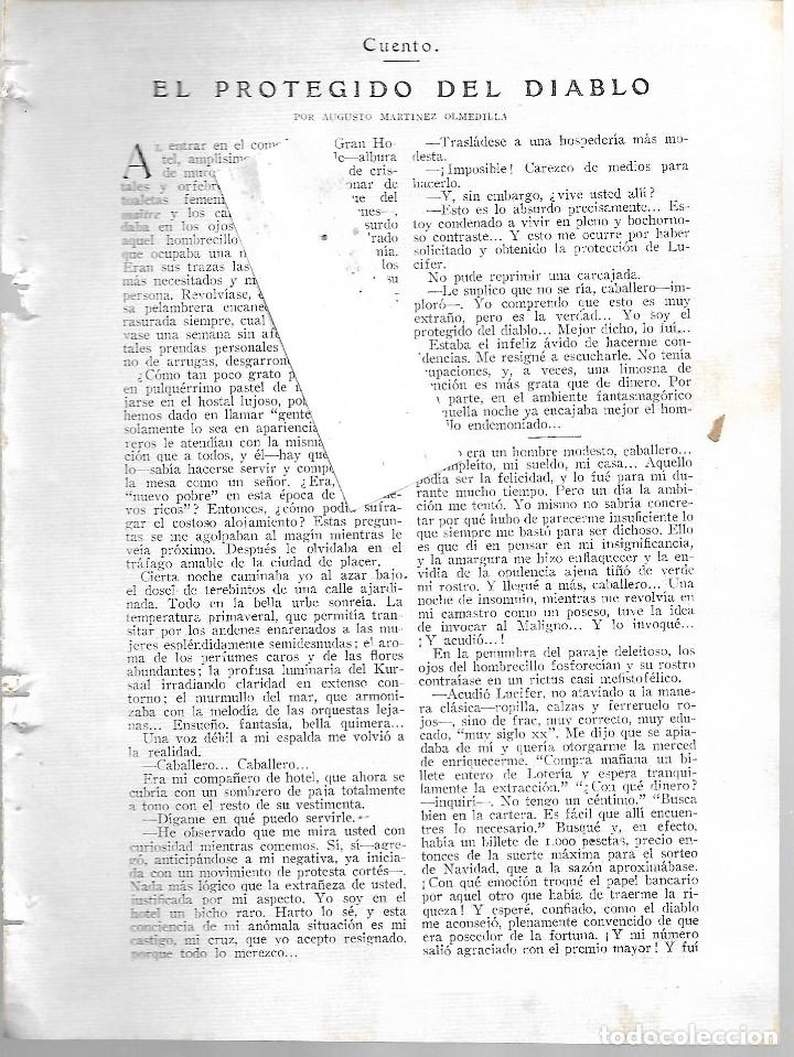 Coleccionismo de revistas y peri&oacute;dicos: BYN.1928. CUENTO. EL PROTEGIDO DEL DIABLO POR AUGUSTO MARTINEZ OLMEDILLA. LOZANO SIDRO VER FOTOS