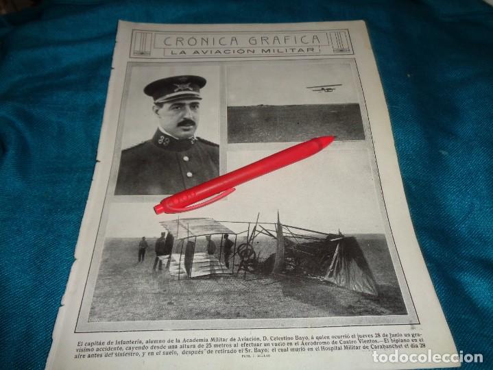 Coleccionismo de Revistas y Peri&oacute;dicos: RECORTE : LA AVIACION MILITAR. ACCIDENTE DE BIPLANO. MUNDO GRAFICO, JULIO 1912