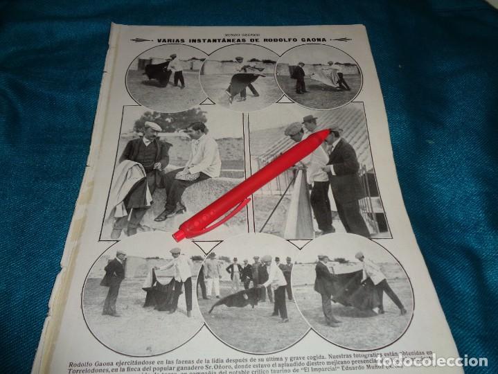 Coleccionismo de Revistas y Peri&oacute;dicos: RECORTE : INSTANTANEAS DEL DIESTRO RODOLFO GAONA. MUNDO GRAFICO, JULIO 1912