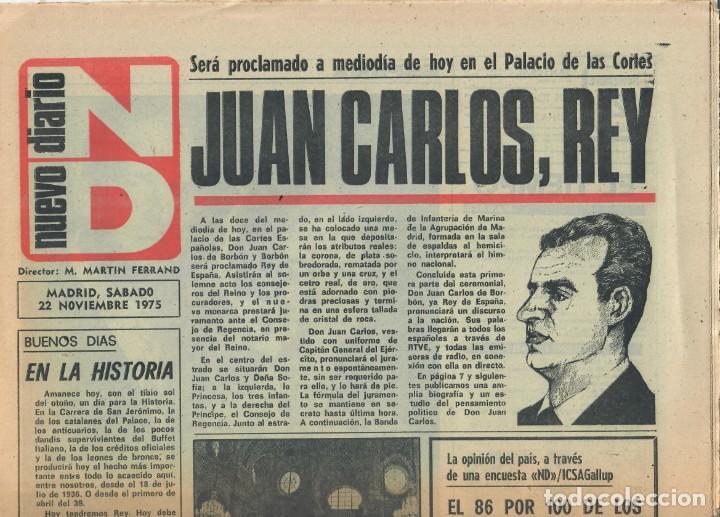 Colecionismo de Revistas e Jornais: NUEVO DIARIO. ESPECIAL PROCLAMACI&Oacute;N DE JUAN CARLOS I (22 NOVIEMBRE 1975)