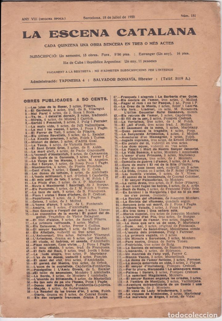Coleccionismo de revistas y peri&oacute;dicos: LA ESCENA CATALANA &ndash; ANY VIII &ndash; 18 JULIOL DE 1925 &ndash; N&ordm;181 &ndash; 1er.ANIVERSARI MORT ANGEL GUIMER&Agrave;