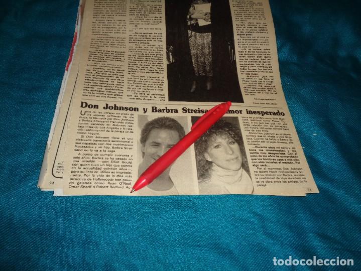 Coleccionismo de Revistas y Peri&oacute;dicos: RECORTE : DON JOHNSON Y BARBRA STREISAND, AMOR INESPERADO. SEMANA, FBRO 1988(#)