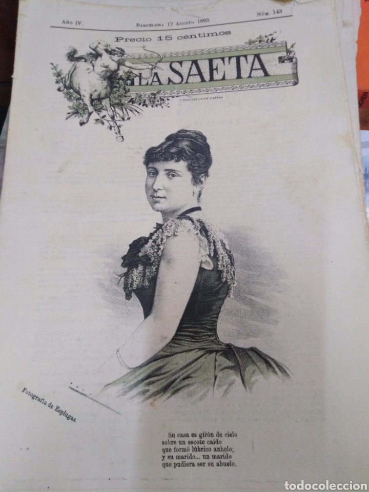 Coleccionismo de Revistas y Peri&oacute;dicos: LA. SAETA/SEMANARIO ILUSTRADO N&deg;143 1893