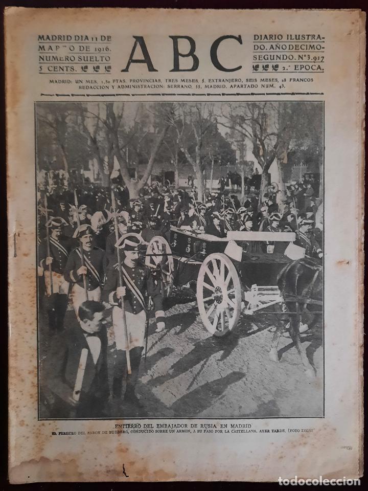 Coleccionismo de Revistas y Peri&oacute;dicos: ABC N⁰ 3917 11-MARZO-1916 - I GUERRA MUNDIA. (VER FOTOS). ENTIERRO DEL EMBAJADOR DE RUSIA EN MADRID.