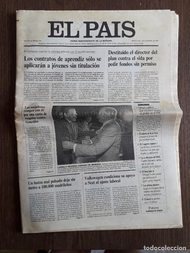 Coleccionismo de Revistas y Peri&oacute;dicos: peri&oacute;dico, diario el pais, edici&oacute;n de Barcelona, 1 de diciembre de 1993
