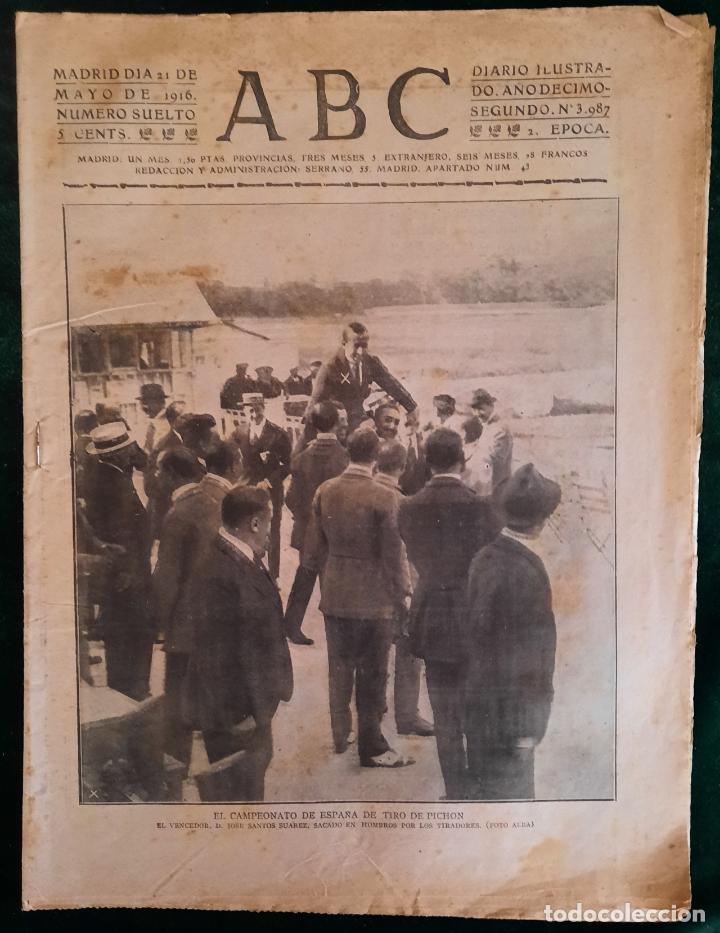 Coleccionismo de Revistas y Peri&oacute;dicos: ABC N⁰ 3987 21-MAYO-1916 - I GUERRA MUNDIA (VER FOTOS). EL CAMPEONATO DE ESPA&Ntilde;A DE TIRO DE PICHON.