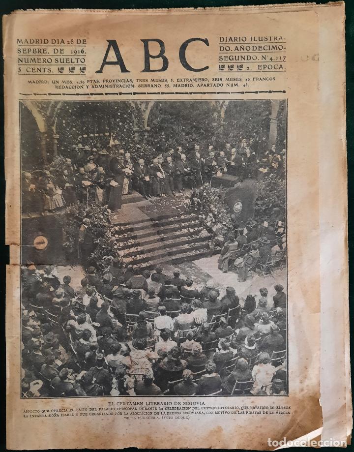 Coleccionismo de Revistas y Peri&oacute;dicos: ABC N⁰ 4117 28-SEPTIEMBRE-1916 - I GUERRA MUNDIAL (VER FOTOS). EL CERTAMEN LITERARIO DE SEGOVIA.