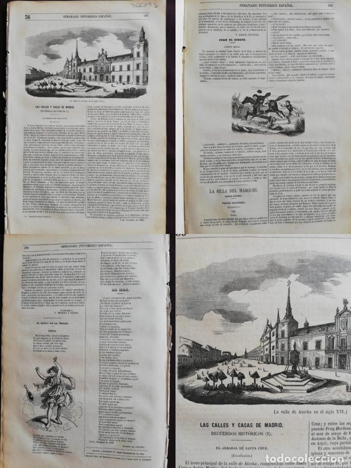 Coleccionismo de revistas y peri&oacute;dicos: SEMANARIO PINTORESCO ESPA&Ntilde;OL: N&ordm; 36, 4 septiembre 1855: Calle Atocha en el siglo XIX grabado. Arraba