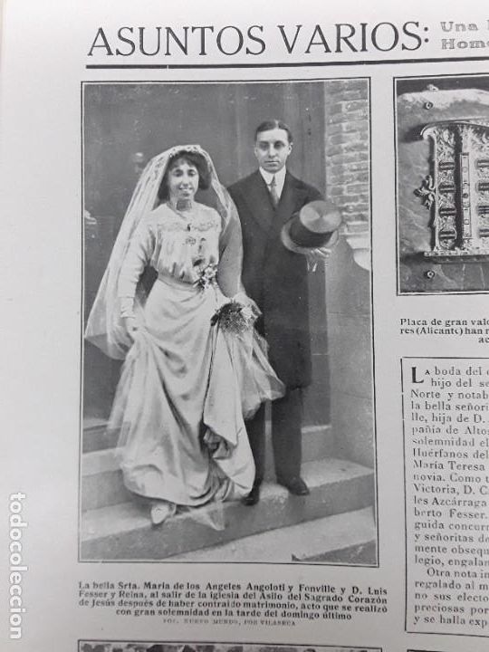 Coleccionismo de Revistas y Peri&oacute;dicos: BODA LUIS FESSER Y REINA CON MARIA DE LOS ANGELES ANGOLOTI Y FONVILLE REVISTA A&Ntilde;O 1910