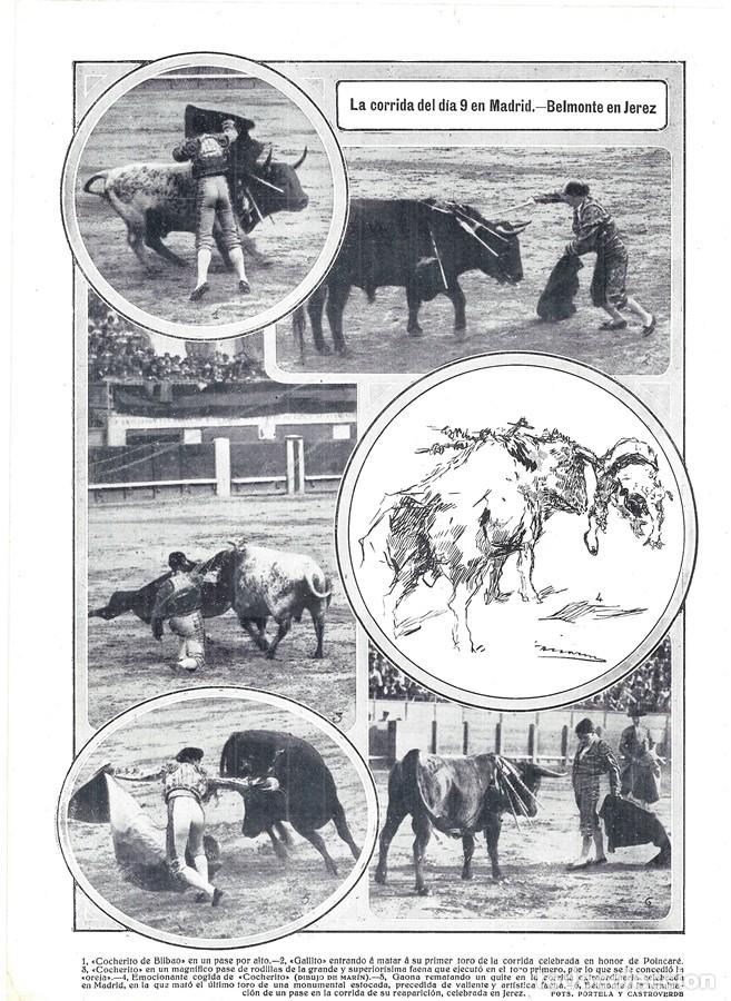 Collectionnisme de Revues et Journaux: 1913 HOJA REVISTA MADRID CORRIDA DE TOROS COCHERITO DE BILBAO, GALLITO, GAONA - JEREZ BELMONTE