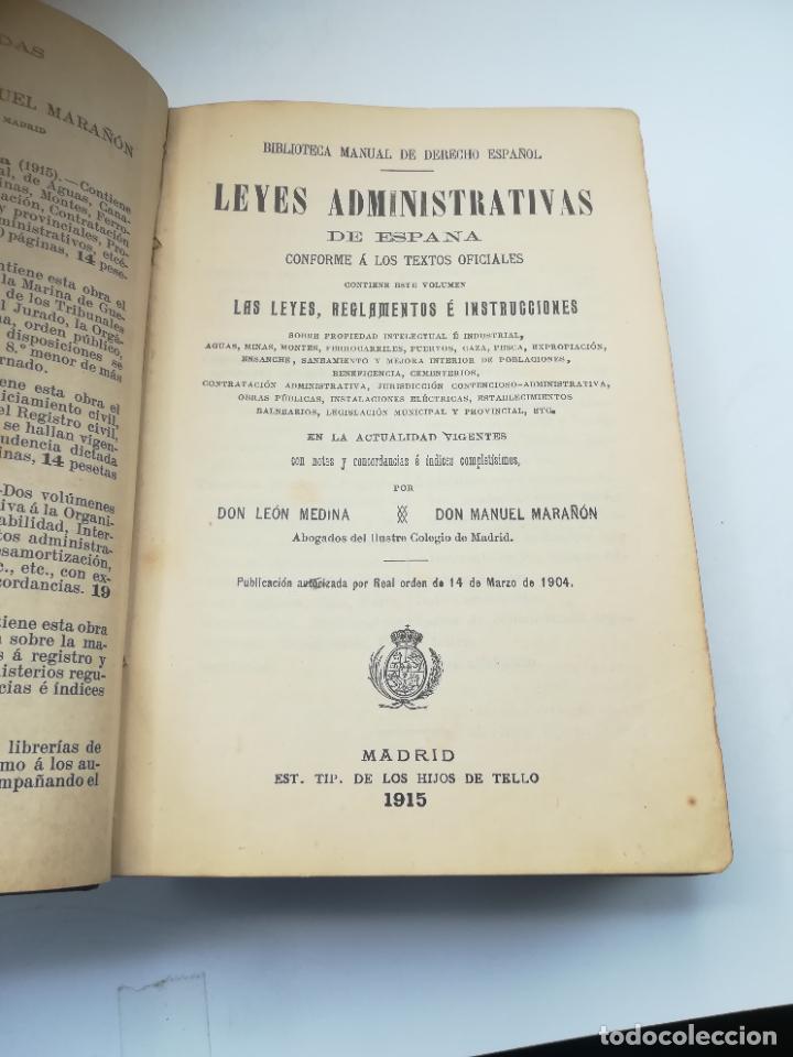 Collezionismo di Riviste e Giornali: LEYES ADMINISTRATIVAS DE ESPA&Ntilde;A. LEON MEDINA Y MANUEL MARA&Ntilde;ON. 1915. MADRID. TIP HIJOS DE TELLO
