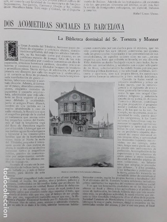 Coleccionismo de revistas y peri&oacute;dicos: BIBLIOTECA TORRENTS MONNER ARTISTAS TEATRO EL DORADO PITARRA QUEROL HOSPITAL CLINICO BARCELONA 1906
