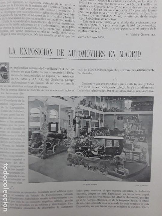 Colecionismo de Revistas e Jornais: EXPOSICION DE AUTOMOVILES MADRID PNEUS CONTINENTAL JUEGOS FLORALES FIESTA ARBOL BARCELONA A&Ntilde;O 1907
