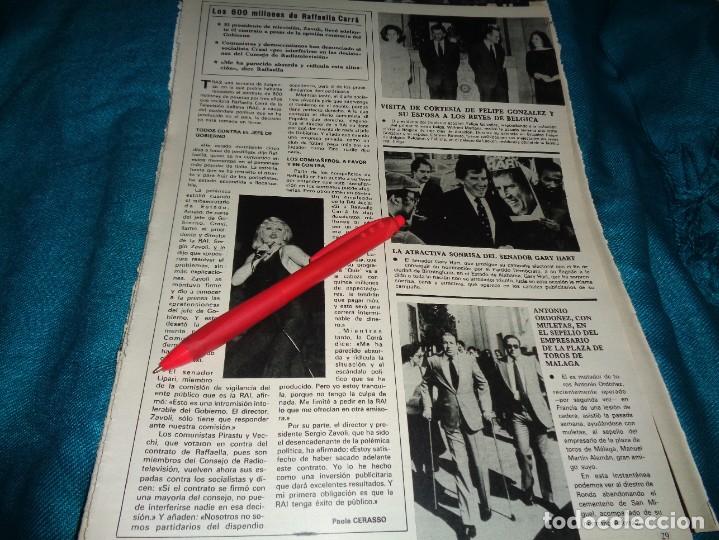 Coleccionismo de Revistas y Peri&oacute;dicos: RECORTE : LOS 600 MILLONES DE RAFFAELLA CARRA. SEMANA, MARZO 1984(#)