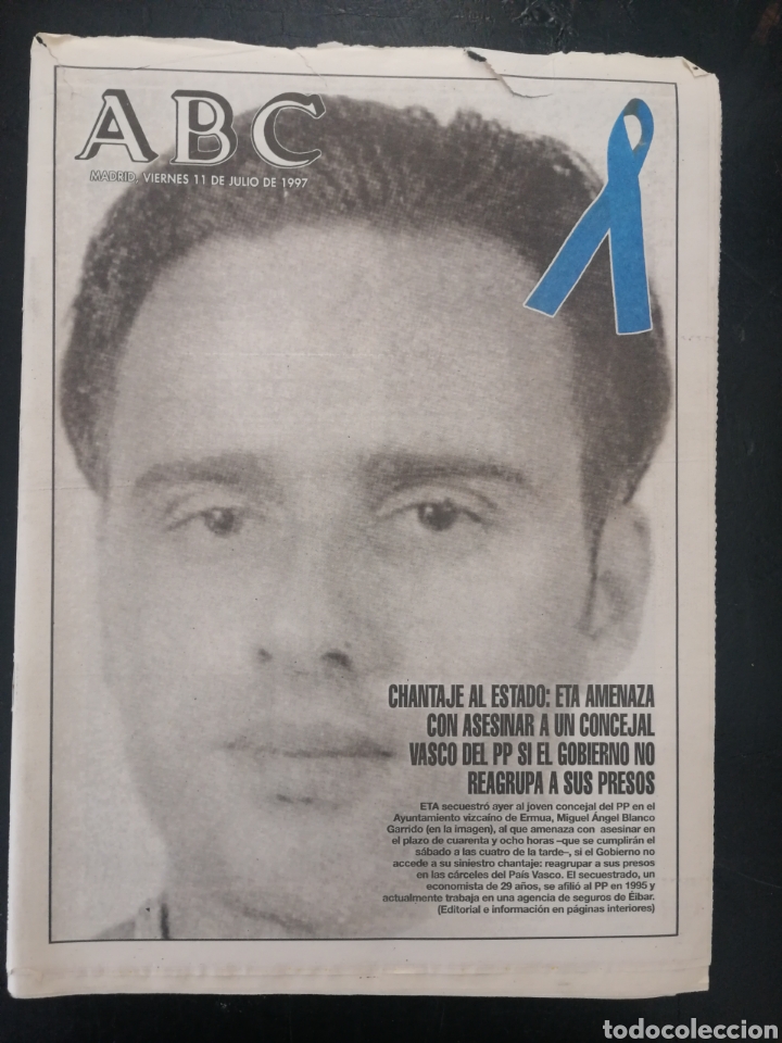 Coleccionismo de Revistas y Peri&oacute;dicos: ABC. DE 1997. INTERESANTE PORTADA DE NUESTRA RECIENTE MEMORIA HISTORICA. ENVIO INCLUIDO EN EL PRECIO