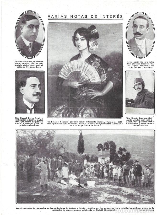 Coleccionismo de revistas y peri&oacute;dicos: 1913 HOJA REVISTA PAR&Iacute;S SAL&Oacute;N DE OTO&Ntilde; PINTURA DE JUAN CARDONA 'LA NI&Ntilde;A DEL ABANICO'