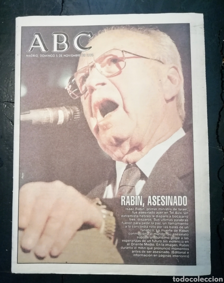 Coleccionismo de Revistas y Peri&oacute;dicos: ABC. 1995. ASESINATO DE ISAAC RAVIN.ISRAEL.EL ENVIO ESTA INCLUIDO.