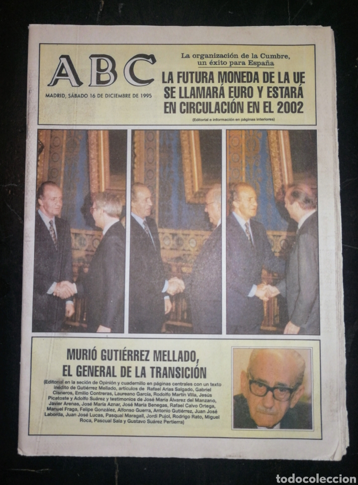 Coleccionismo de Revistas y Peri&oacute;dicos: ABC 1995. CREACION DEL EURO Y MUERTE DE GUTIERREZ MELLADO.ENVIO INCLUIDO.