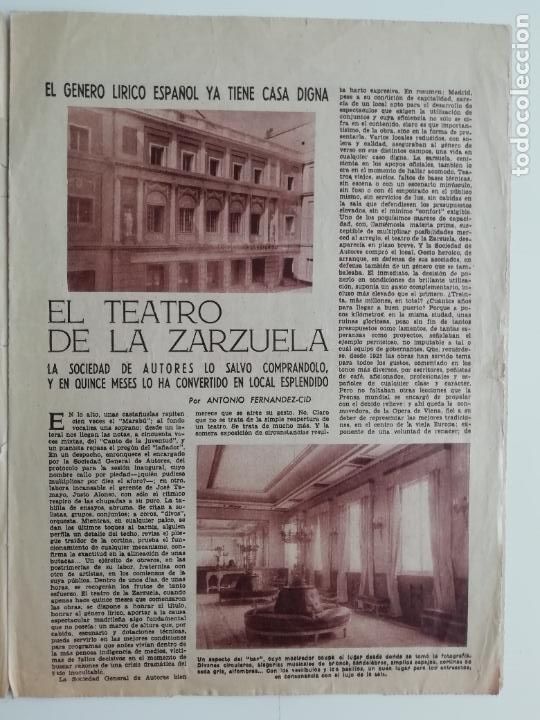 Coleccionismo de Revistas y Peri&oacute;dicos: El Teatro de la Zarzuela por Antonio Fern&aacute;ndez-Cid Reportaje Diario ABC 20 octubre 1956