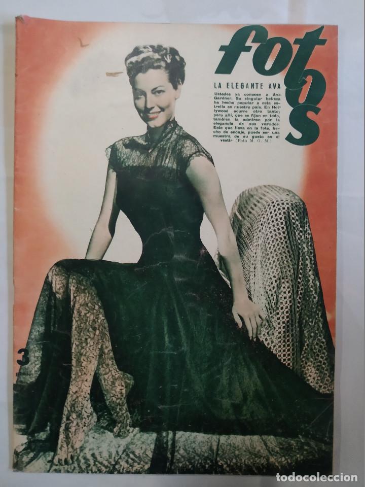 Coleccionismo de Revistas y Peri&oacute;dicos: REVISTA FOTOS 1949 AVA GARDNER, AGA-KHAN, LUIS DOMINGUIN, MANOLO GONZALEZ,